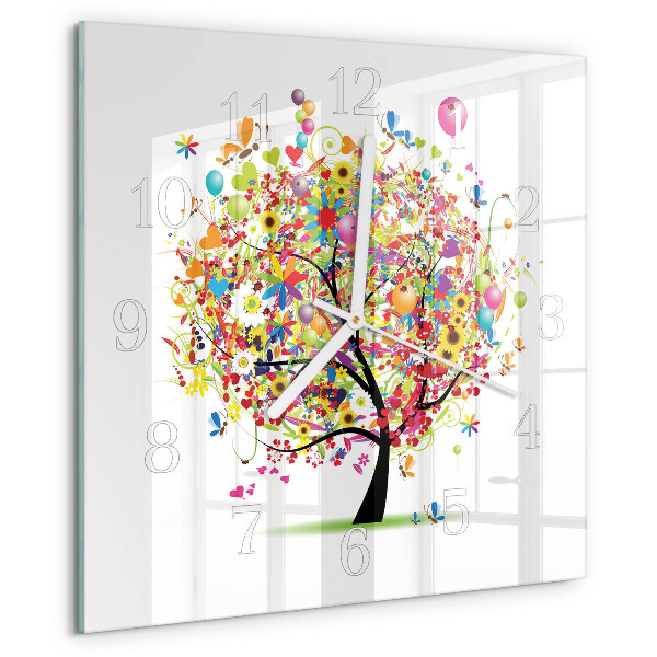 Orologio quadrato Albero colorato