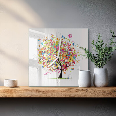 Orologio quadrato Albero colorato