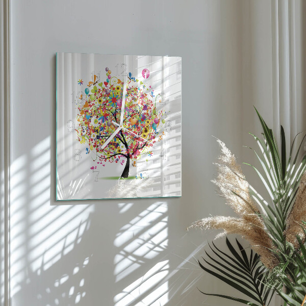 Orologio quadrato Albero colorato