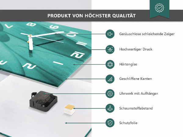 Orologio quadrato Foglio