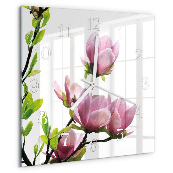 Orologio quadrato Fiore di magnolia