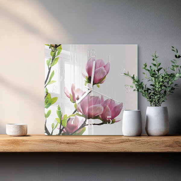 Orologio quadrato Fiore di magnolia