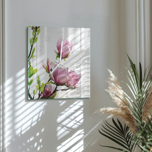 Orologio quadrato Fiore di magnolia