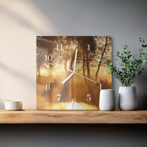 Orologio quadrato Alberi Nebbia