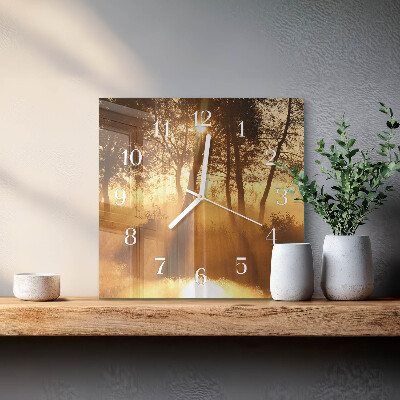 Orologio quadrato Alberi Nebbia