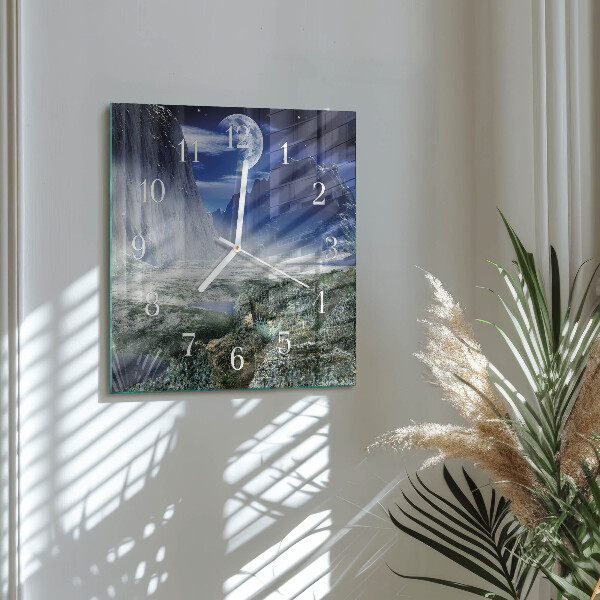 Orologio quadrato Montagne Luna