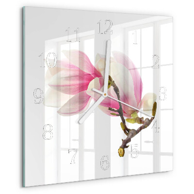 Orologio quadrato Fiore di magnolia