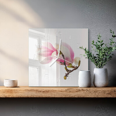 Orologio quadrato Fiore di magnolia