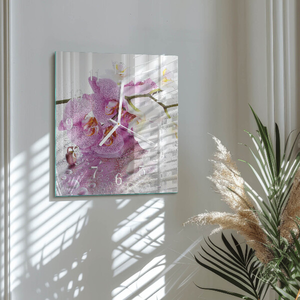 Orologio quadrato Orchidea