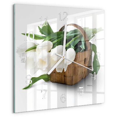 Orologio quadrato Cesto di tulipani