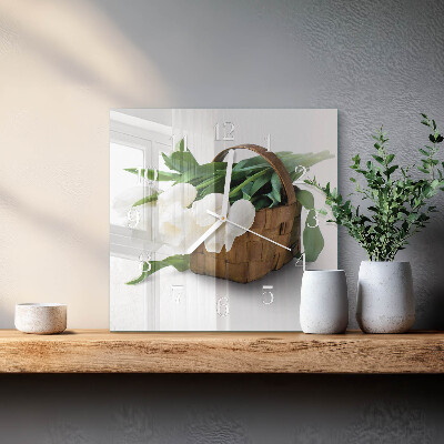 Orologio quadrato Cesto di tulipani