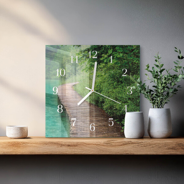 Orologio quadrato Passerella in legno