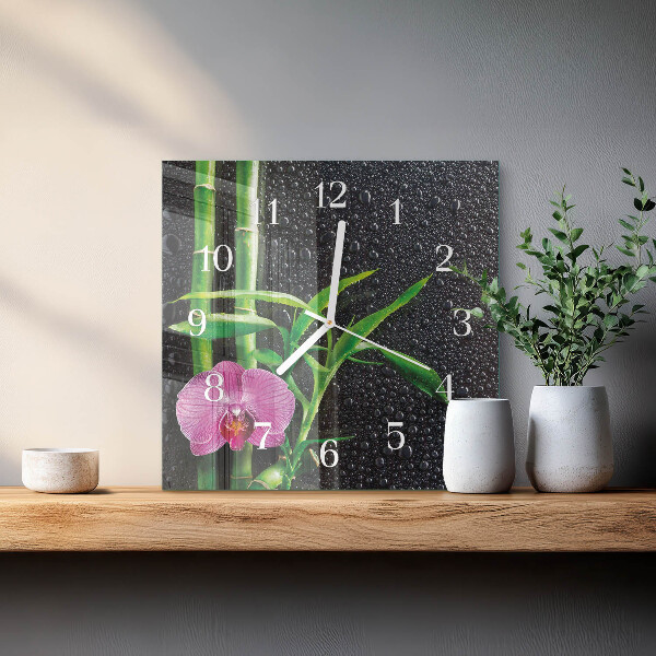 Orologio quadrato Spa al bambù