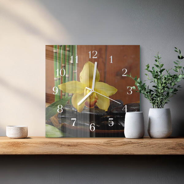 Orologio quadrato Orchidea di bambù