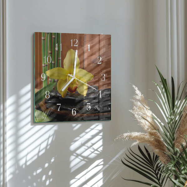 Orologio quadrato Orchidea di bambù