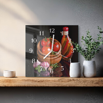 Orologio quadrato Pomodori e aglio