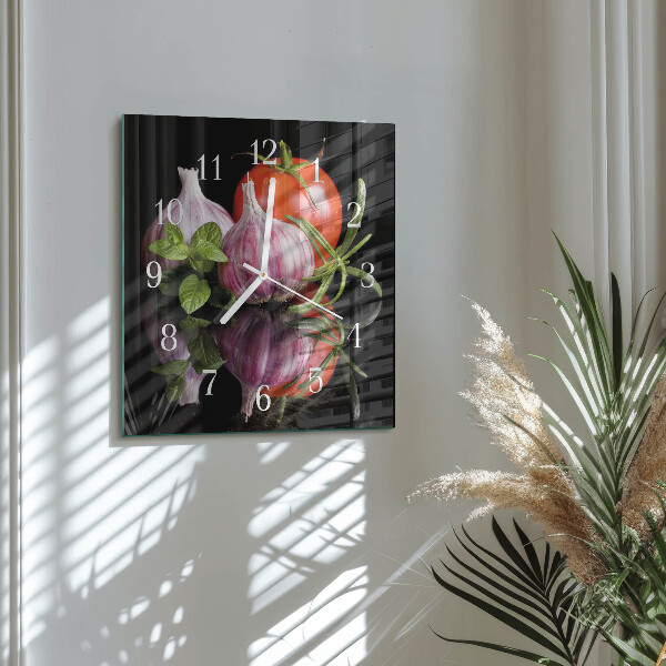 Orologio quadrato Pomodoro e aglio