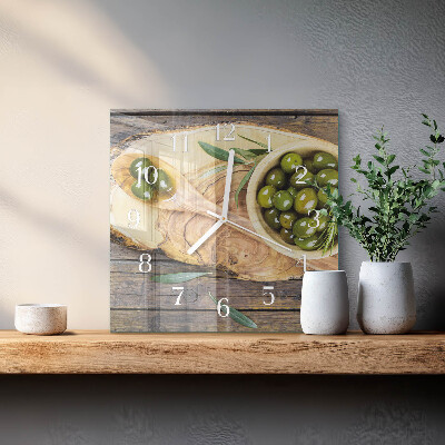 Orologio quadrato Legno d'ulivo