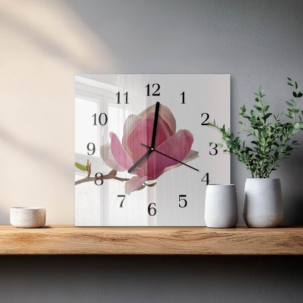 Orologio quadrato Fiore di magnolia