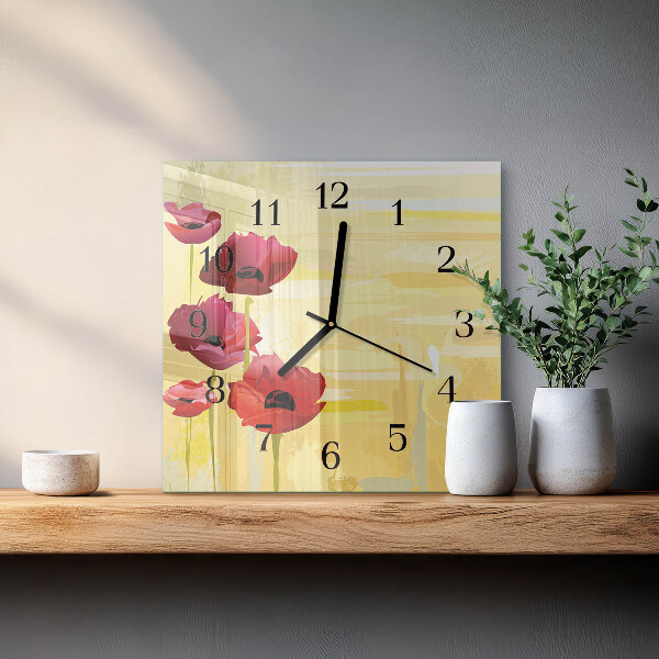 Orologio quadrato Papaveri