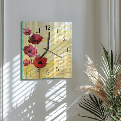 Orologio quadrato Papaveri