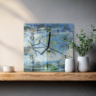 Orologio quadrato Alberi Acqua