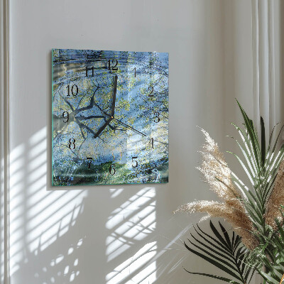 Orologio quadrato Alberi Acqua