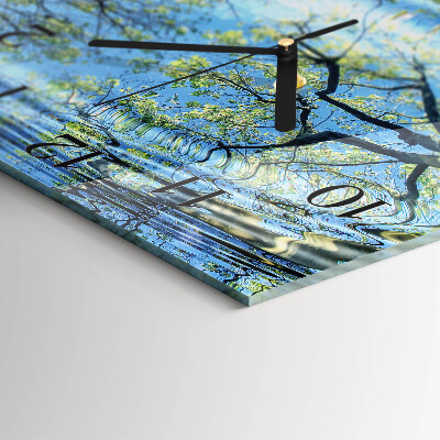 Orologio quadrato Alberi Acqua
