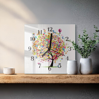 Orologio quadrato Albero colorato