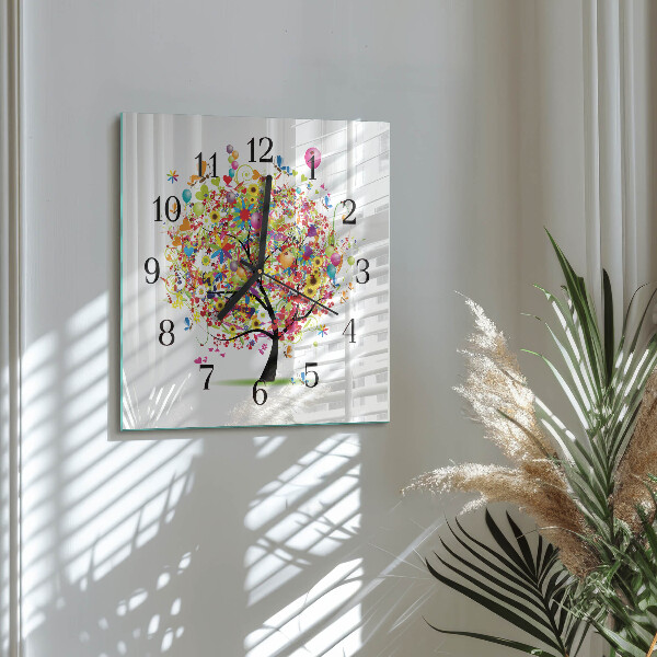 Orologio quadrato Albero colorato