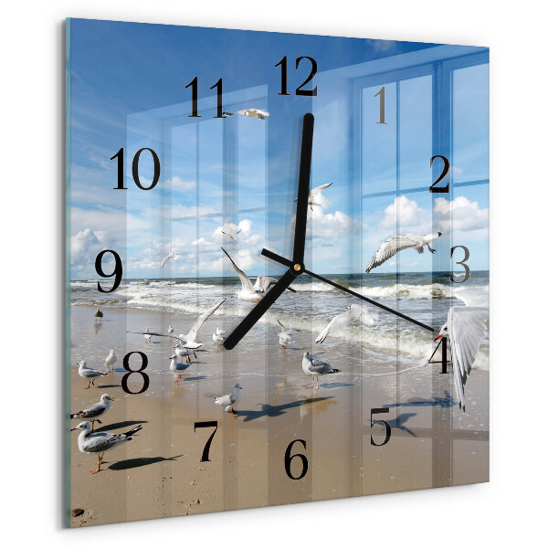 Orologio quadrato Gabbiani sulla spiaggia