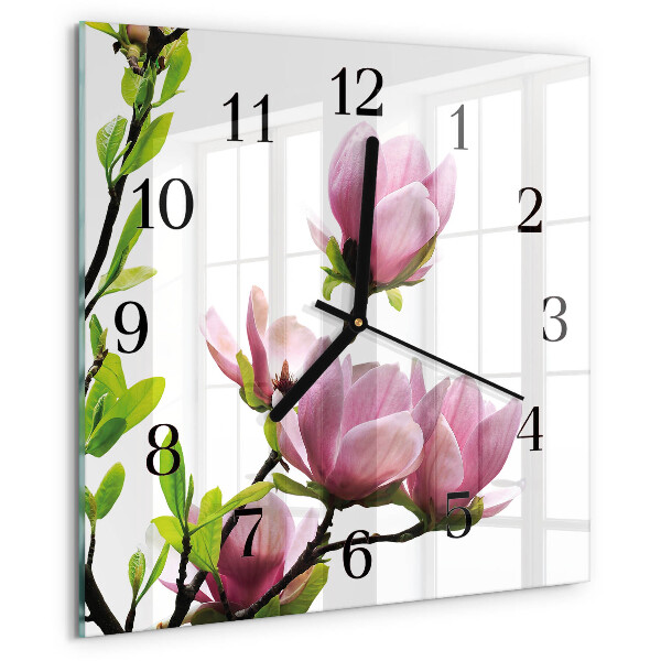 Orologio quadrato Fiore di magnolia