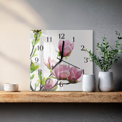 Orologio quadrato Fiore di magnolia