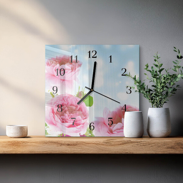 Orologio quadrato Peonie