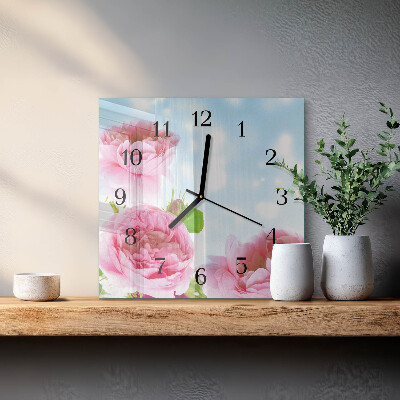Orologio quadrato Peonie