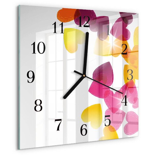 Orologio quadrato Cuori colorati