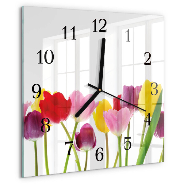 Orologio quadrato Tulipani colorati