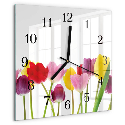 Orologio quadrato Tulipani colorati
