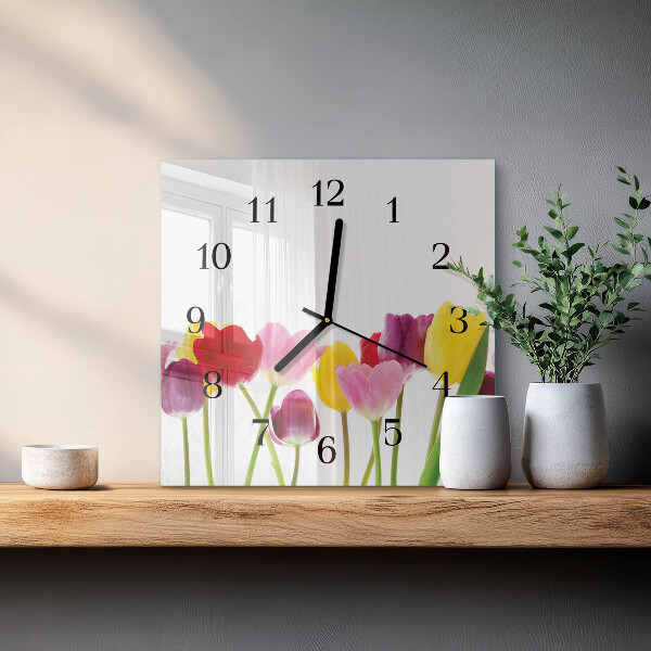 Orologio quadrato Tulipani colorati
