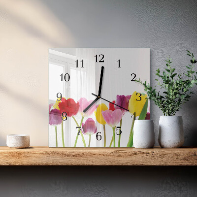Orologio quadrato Tulipani colorati