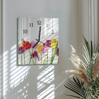 Orologio quadrato Tulipani colorati