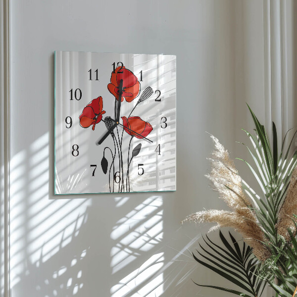 Orologio quadrato Papavero