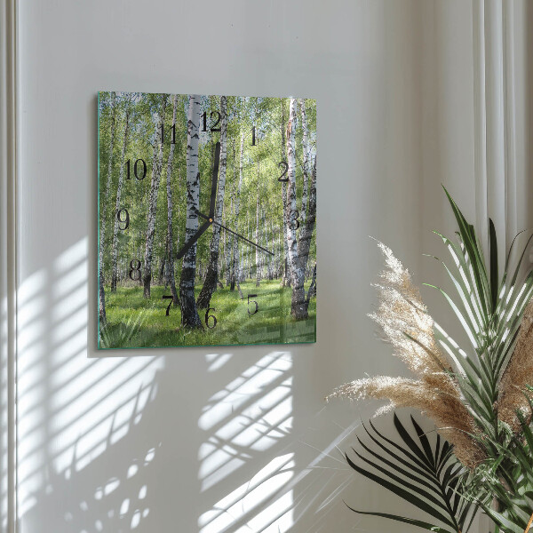 Orologio quadrato Foresta di betulle