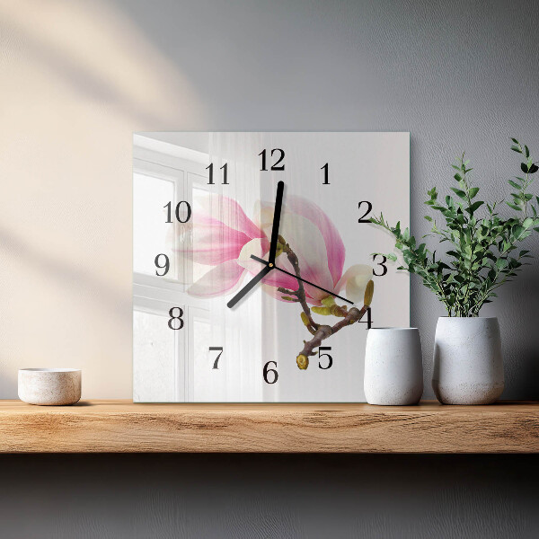 Orologio quadrato Fiore di magnolia
