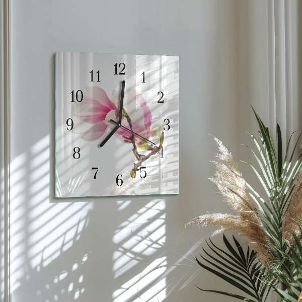 Orologio quadrato Fiore di magnolia