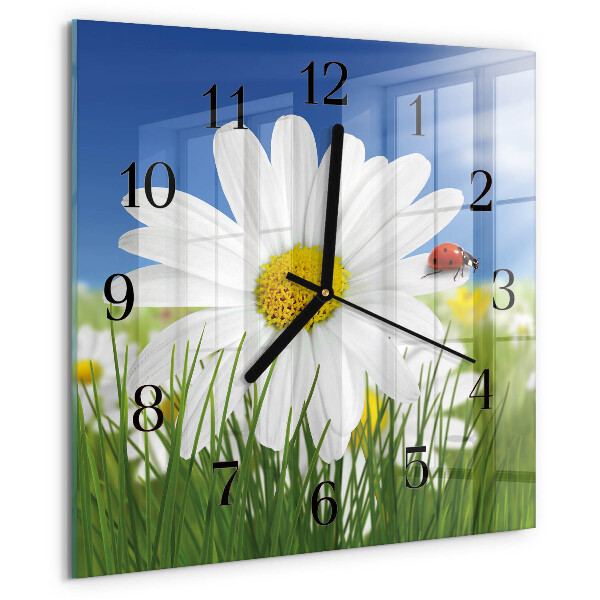 Orologio quadrato Fiore e coccinella