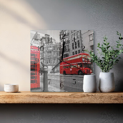 Orologio quadrato Autobus Rosso