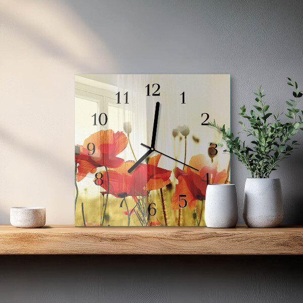 Orologio quadrato Papaveri