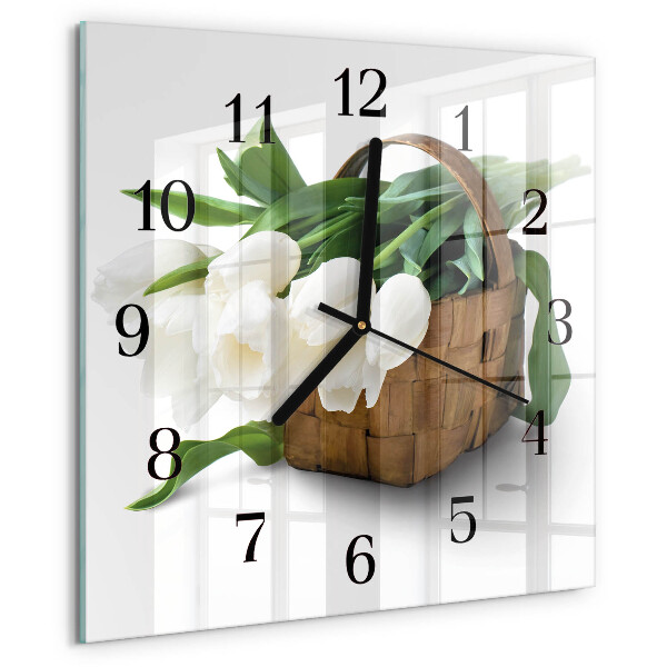 Orologio quadrato Cesto di tulipani