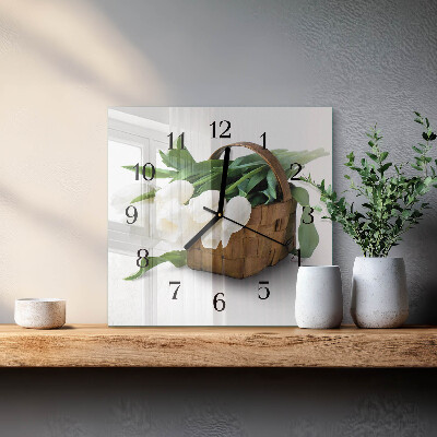 Orologio quadrato Cesto di tulipani